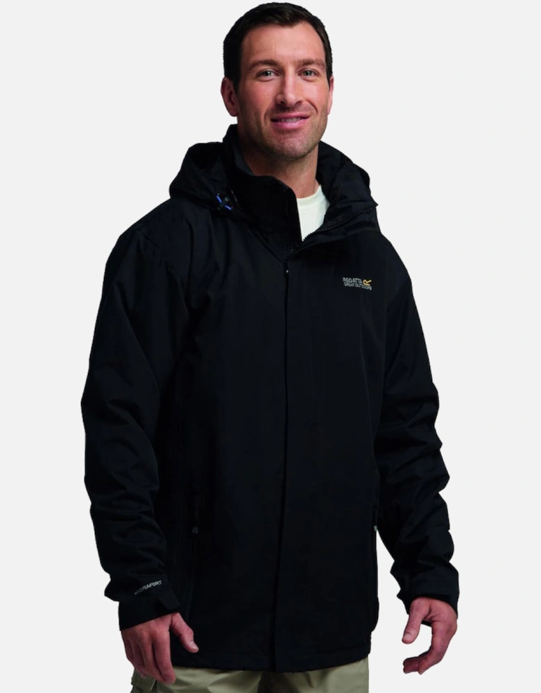 Mens Matt Waterproof Hooded Shell Jacket Black RMW201