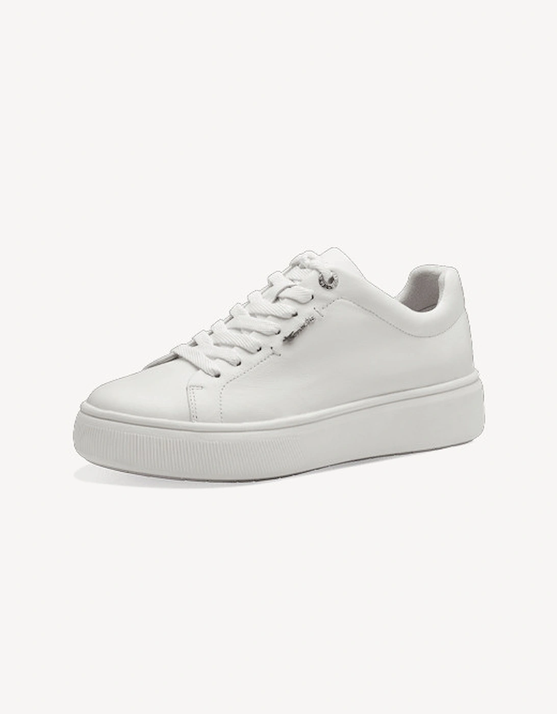 Women's Lace Up Trainer White Leather, 7 of 6