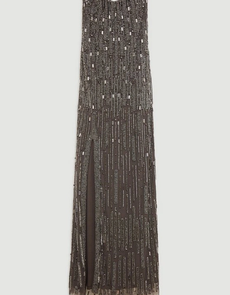 Petite Crystal Embellished Detachable Cape Maxi Dress