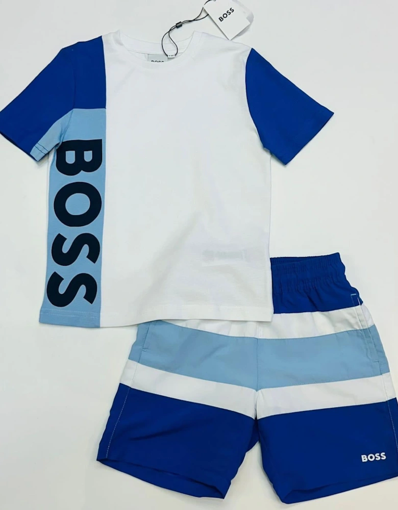 BOSS BLUE & WHITE SHORTS SET