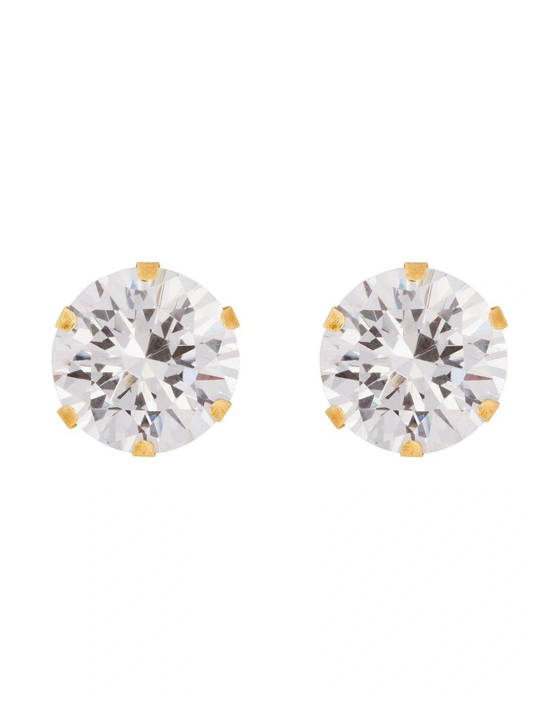 9ct Yellow Gold 8mm Cubic Zirconia Stud Earrings, 2 of 1