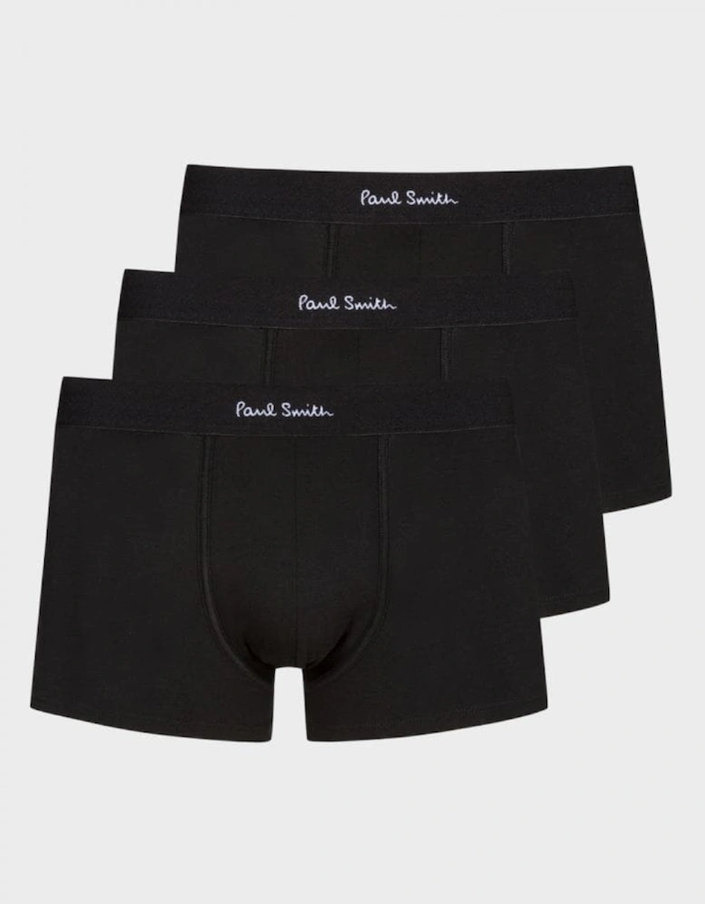 3 Pack Mens Plain Trunks with Script Logo Waistband