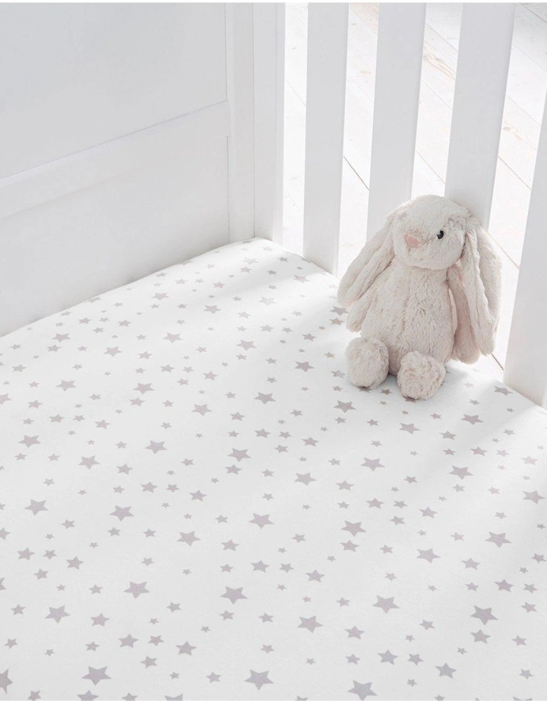 Safe Nights 2 x Fitted Sheets Cot Bed, Star Print