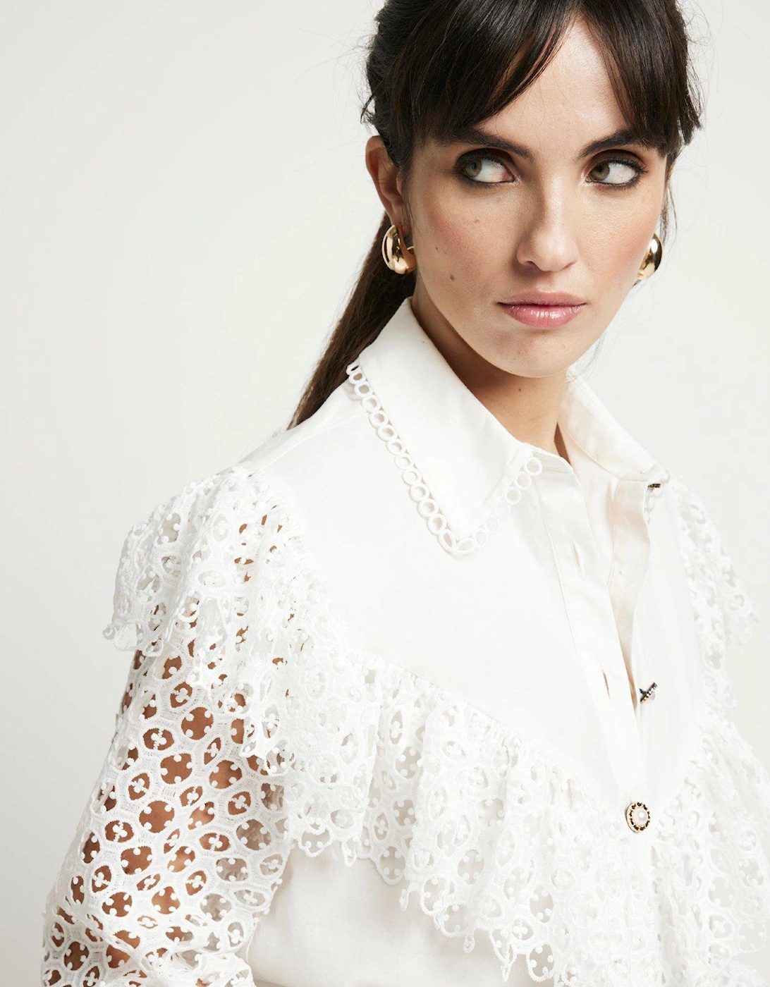 Frill Chopped Shirt - White