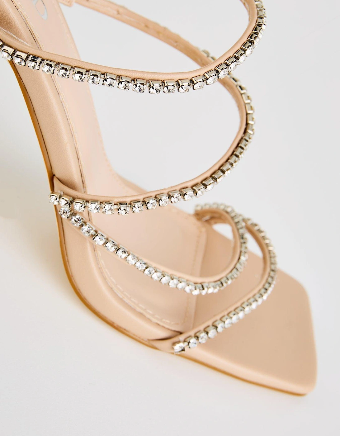 Seanna Embellished Strappy Heeled Mule - Nude