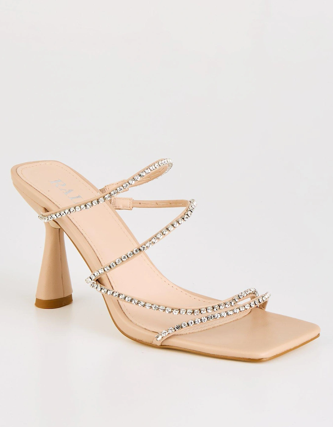 Seanna Embellished Strappy Heeled Mule - Nude