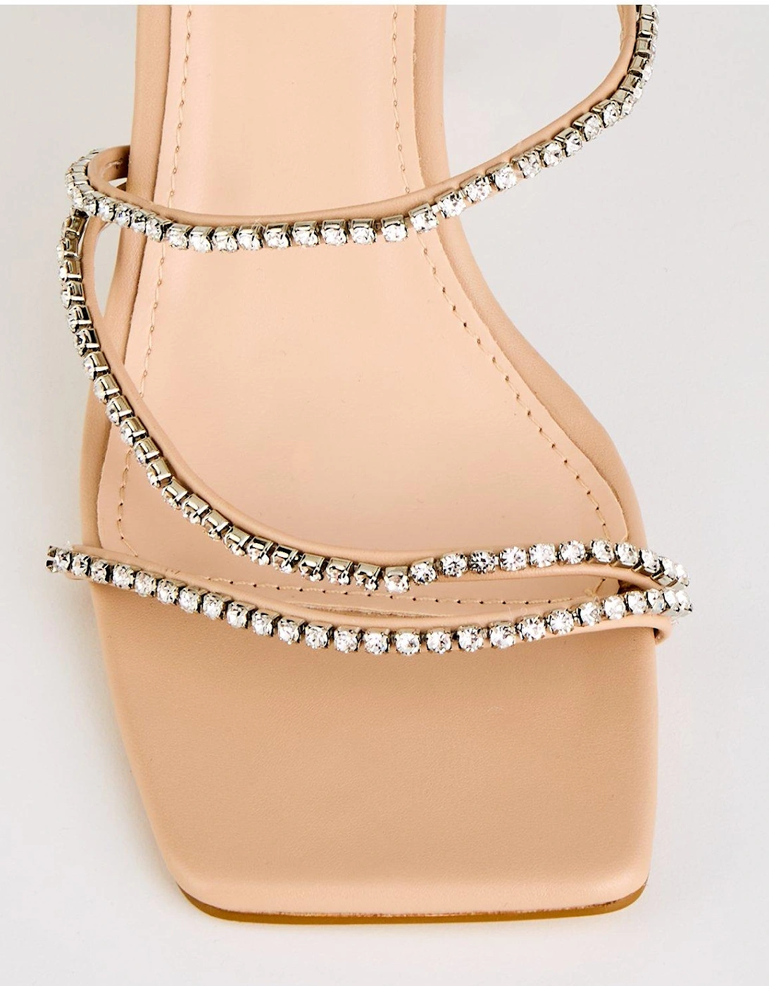 Seanna Embellished Strappy Heeled Mule - Nude