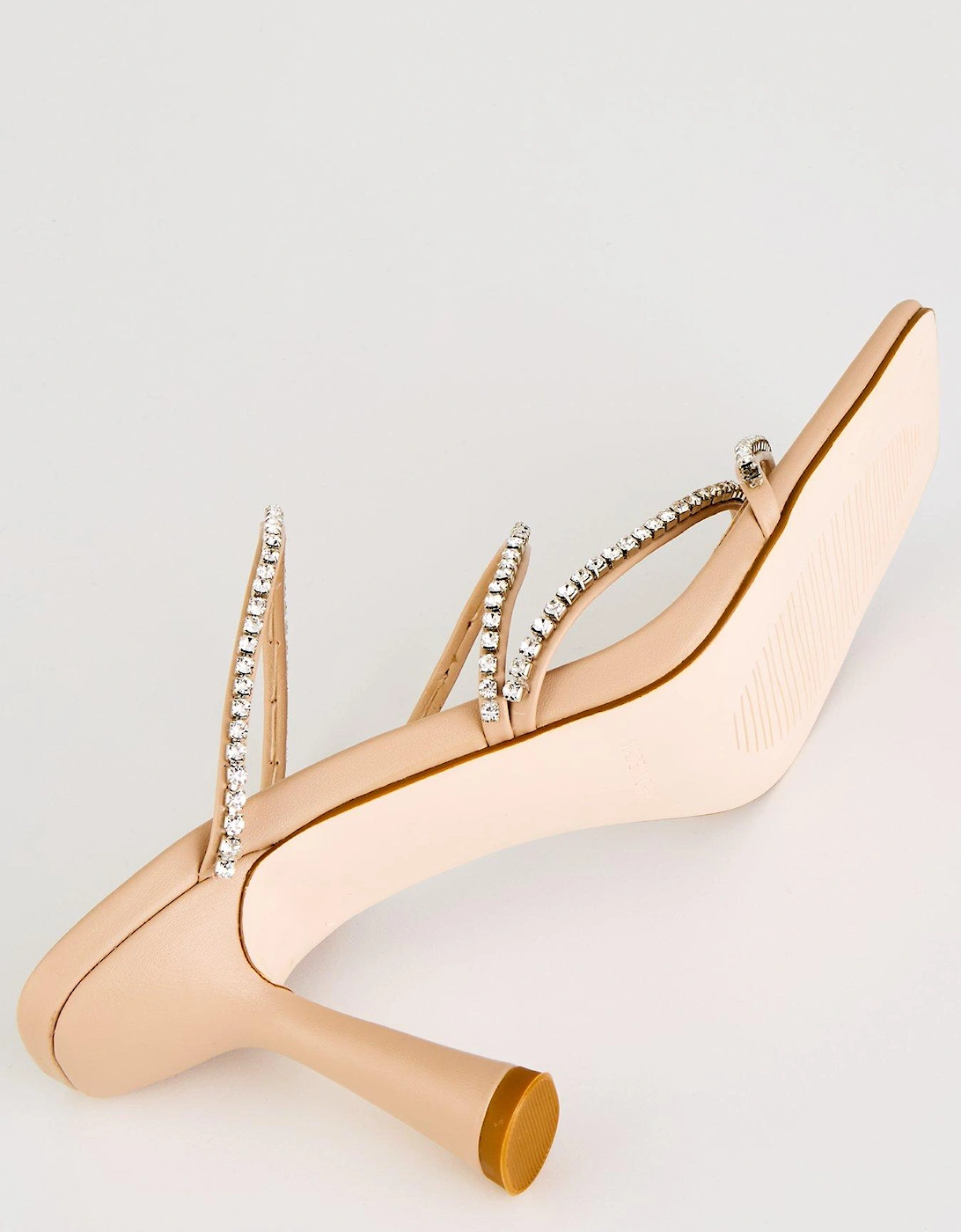 Seanna Embellished Strappy Heeled Mule - Nude