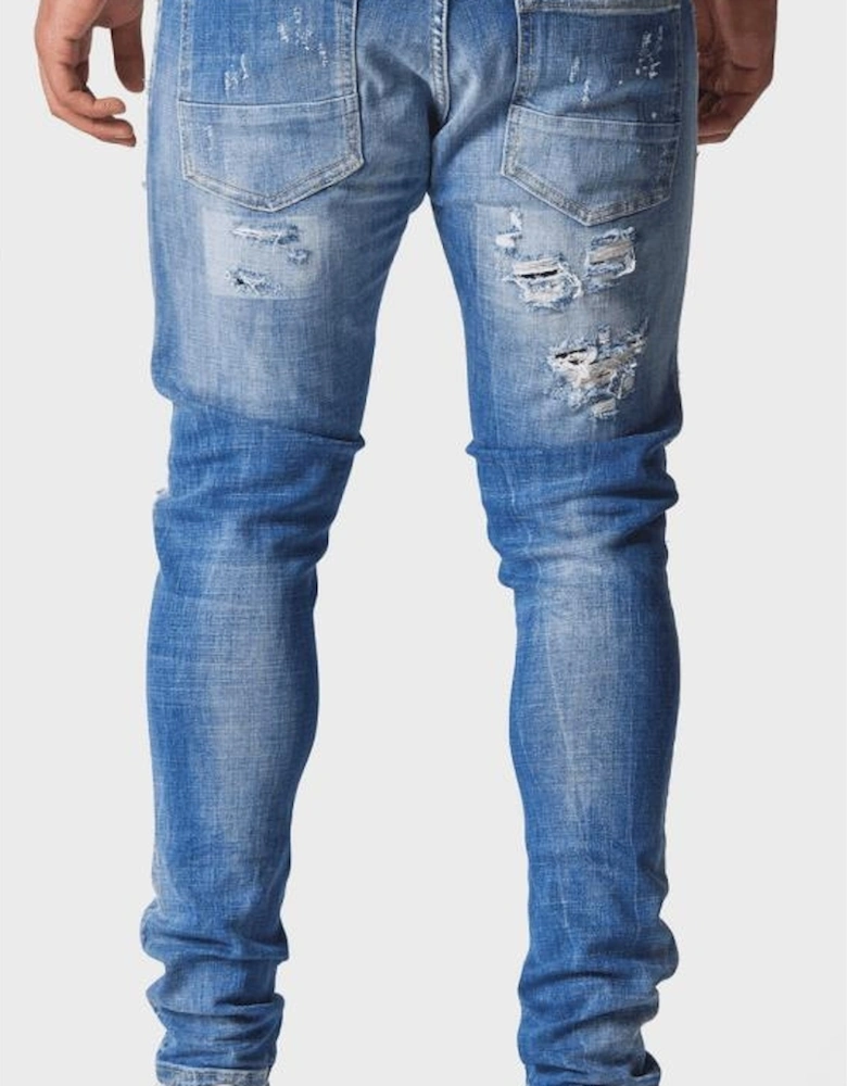 LAT 978 Slim Fit Blue Ripped Wash Jeans