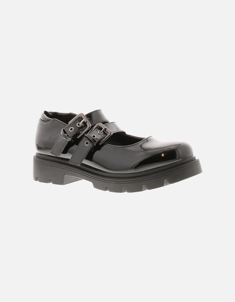 Womens Work Shoes School Twins Buckle black patent UK Size