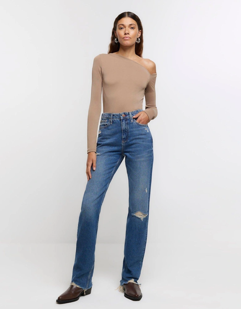 Straight High Rise Jean - Medium Denim