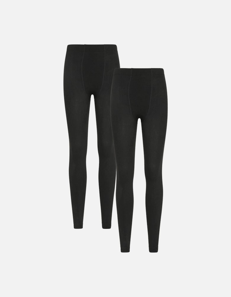 Womens/Ladies Fleece Lined Thermal Leggings (Pack of 2)