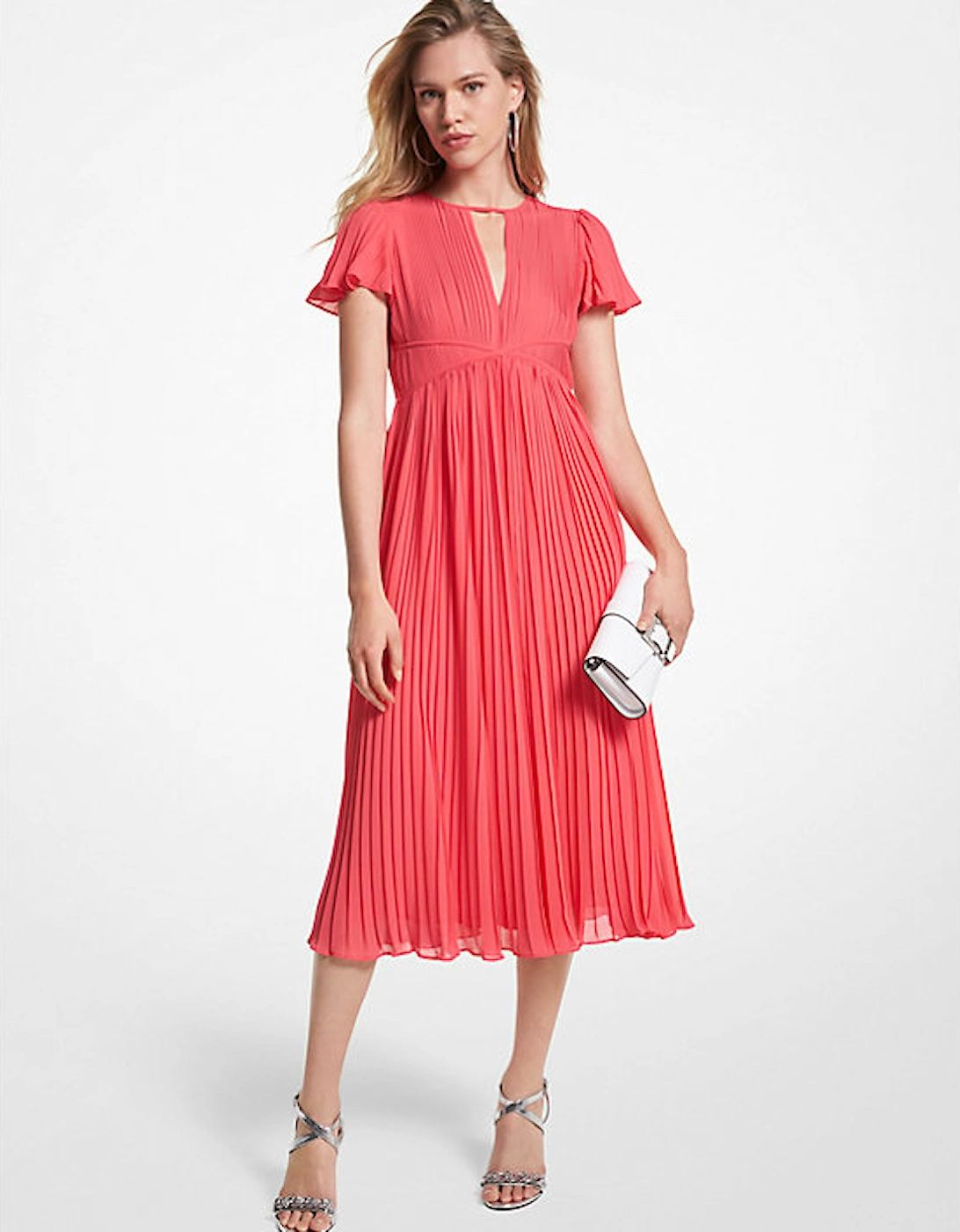 Pleated Georgette Midi Dress, 3 of 2