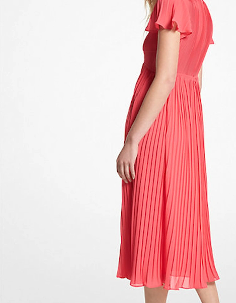 Pleated Georgette Midi Dress