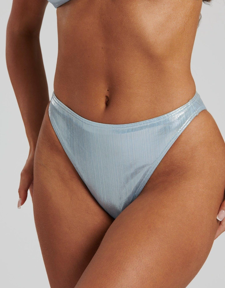 Pastel Blue Foil High Leg Brief