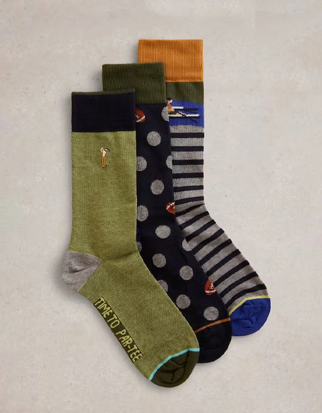 Men's 3 Pack Sporty Chap Ankle Sock Green Multi, 3 of 2