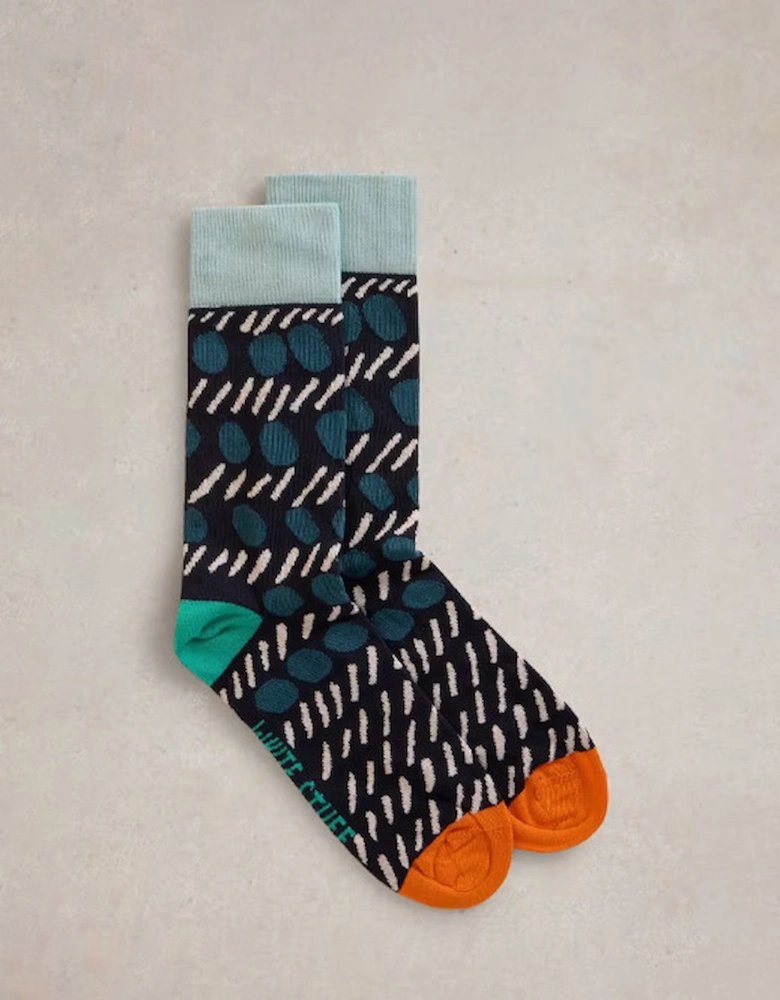 Men's Dash And Dot Ankle Sock Navy Multi