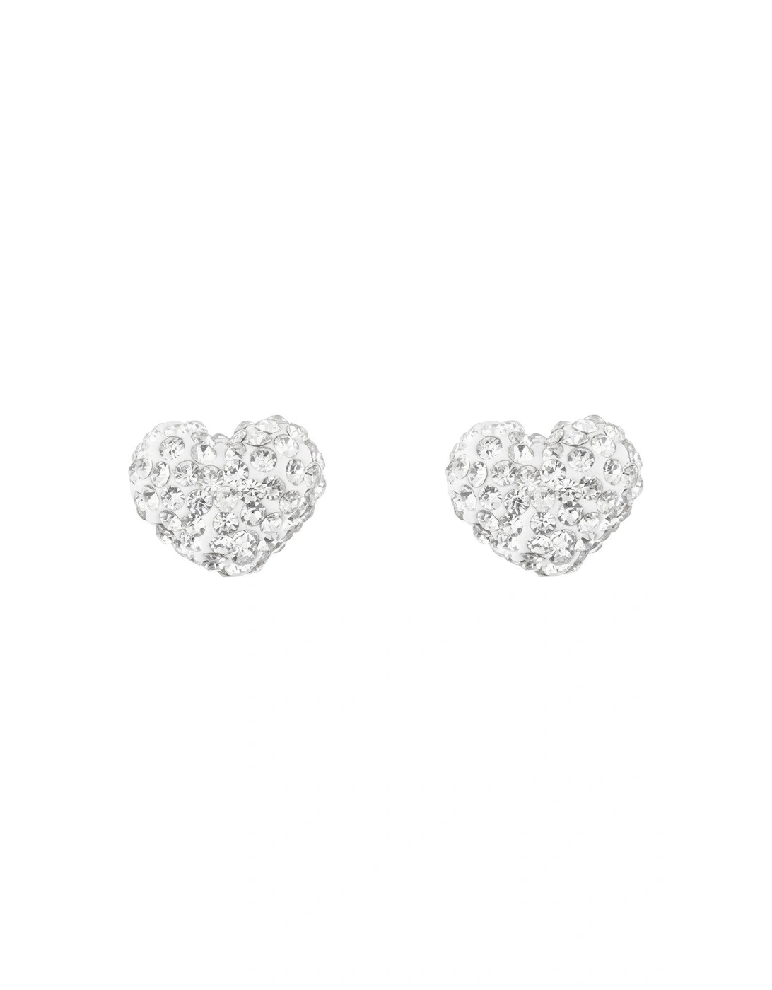 Sterling Silver Crystal Heart Glitter Studs, 3 of 2