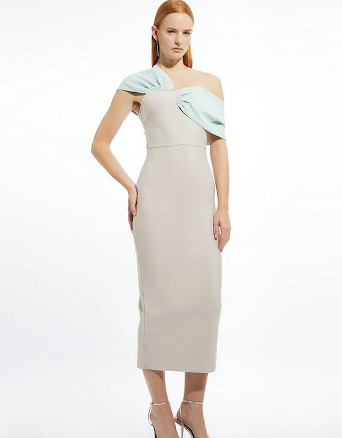 Figure Form Bandage Asymmetric Strap Knit Midi Dress, 5 of 4