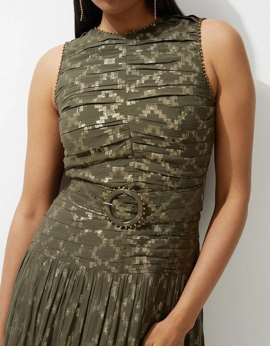 Viscose Metallic Thread Beaded Woven Maxi Dress