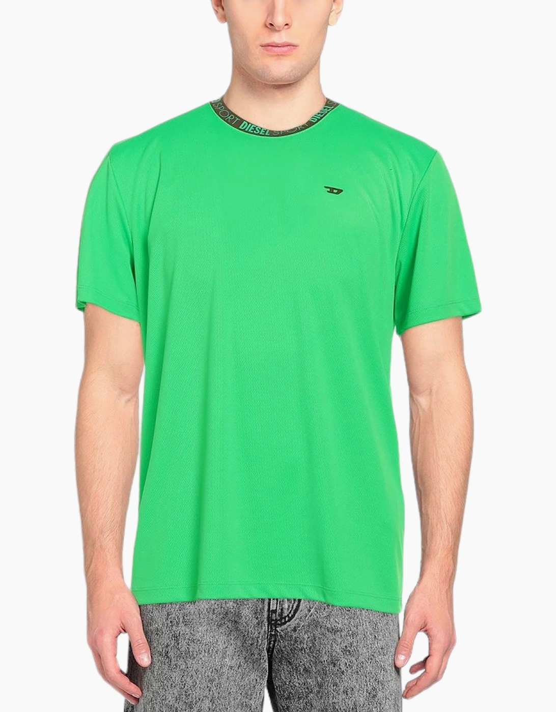 Men's DIESEL Amtee Alix Mens T Shirts Short Sleeved Quick Dry Casual Summer Sports Tee - Green - Size: 40