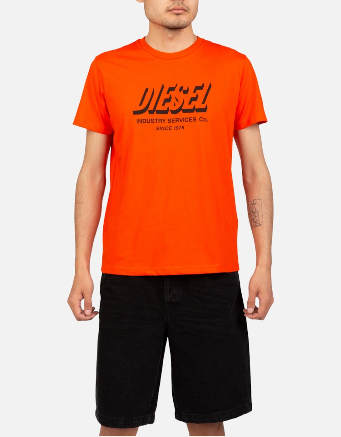 Diesel DIESEL T DIEGOS A5 Mens T Shirts Crew Neck Short Sleeve Casual Summer Cotton Tee - Tangerine Tango