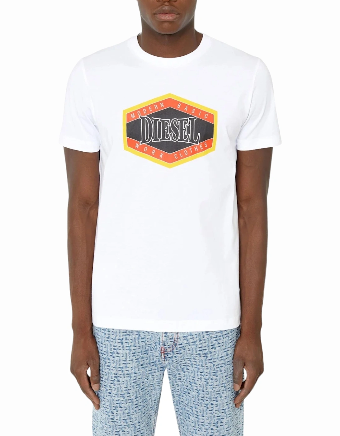 Diesel Unisex White T Diegor E14 Mens T Shirts Short Sleeve Slim Fit Casual Summer Cotton Tee  M