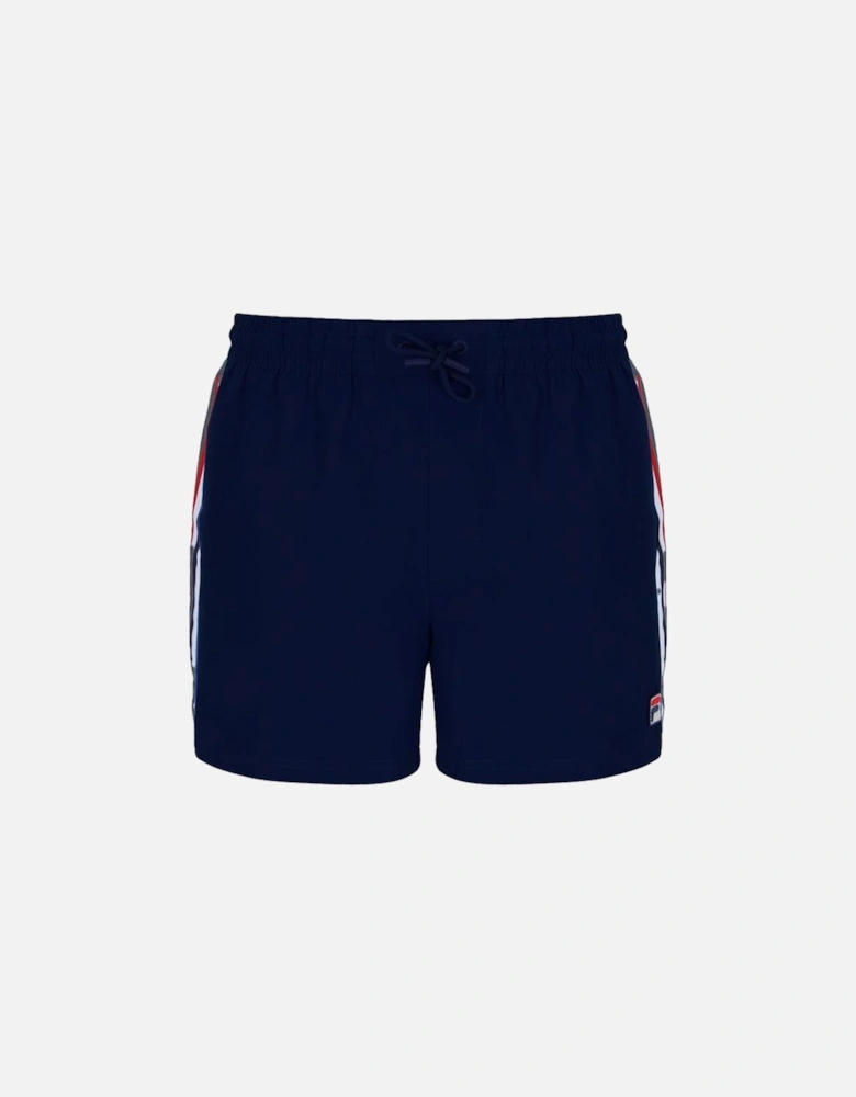 Harold Stripe Print Panel Shorts - Navy