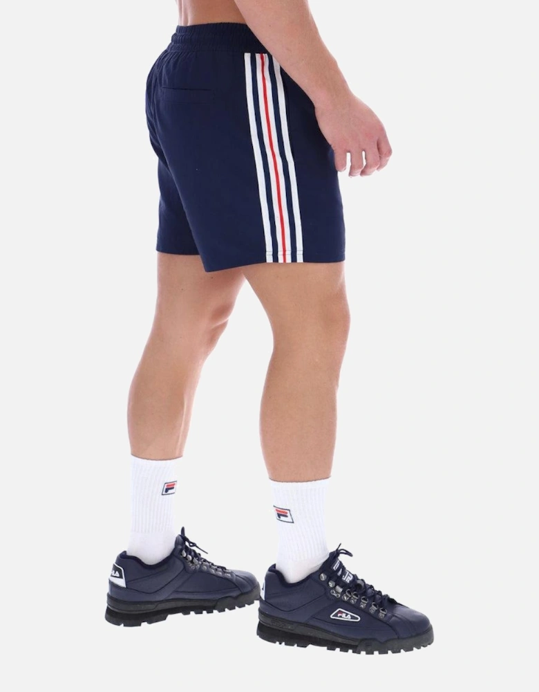 Harold Stripe Print Panel Shorts - Navy