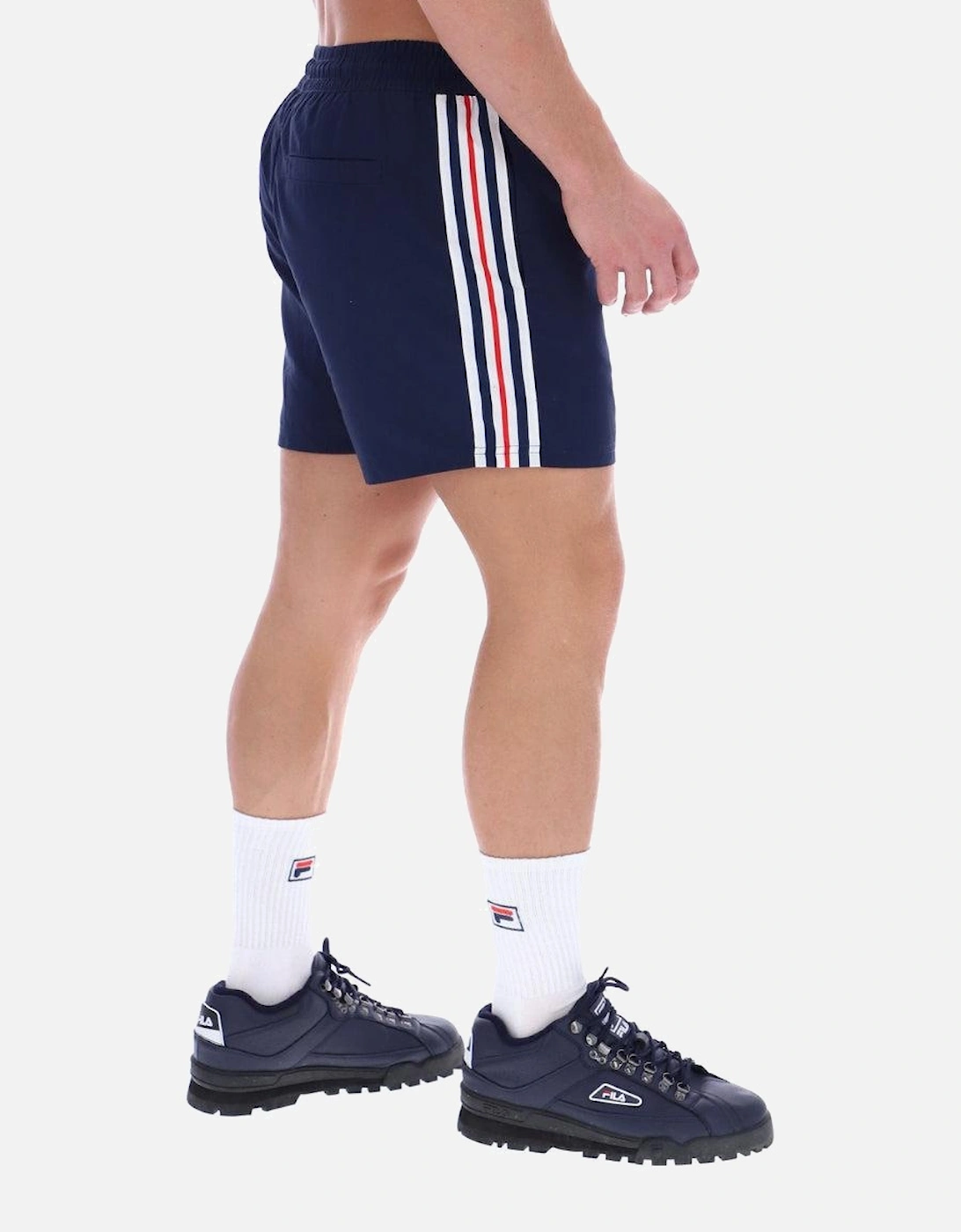 Harold Stripe Print Panel Shorts - Navy