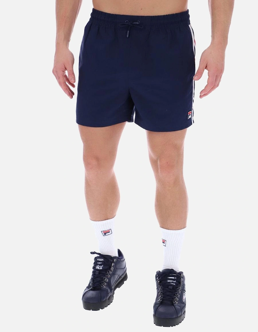 Harold Stripe Print Panel Shorts - Navy