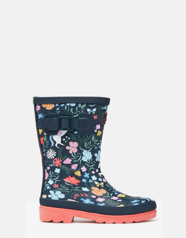 Junior Printed Welly Navy Horse