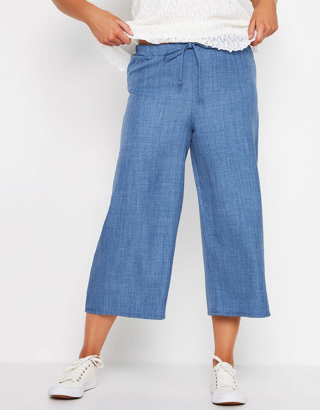 Linen Look Culottes - Blue, 2 of 1