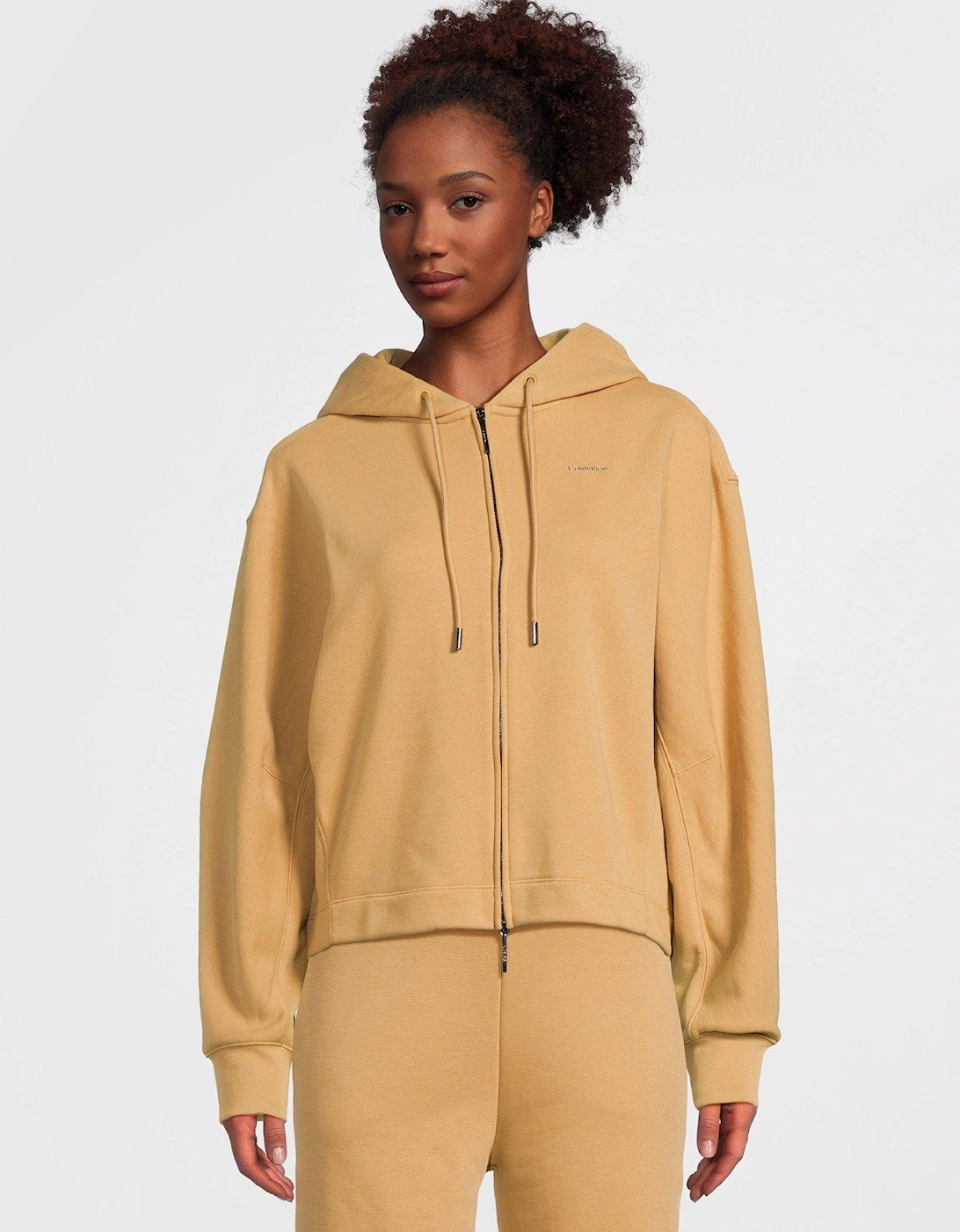 Nano Logo Zip Relaxed Hoodie - Brown - Beige, 6 of 5