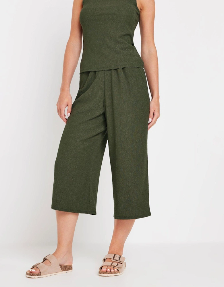 Petite Textured Jersey Culottes - Green