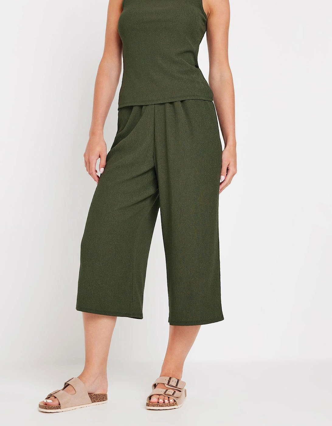 Petite Textured Jersey Culottes - Green, 2 of 1