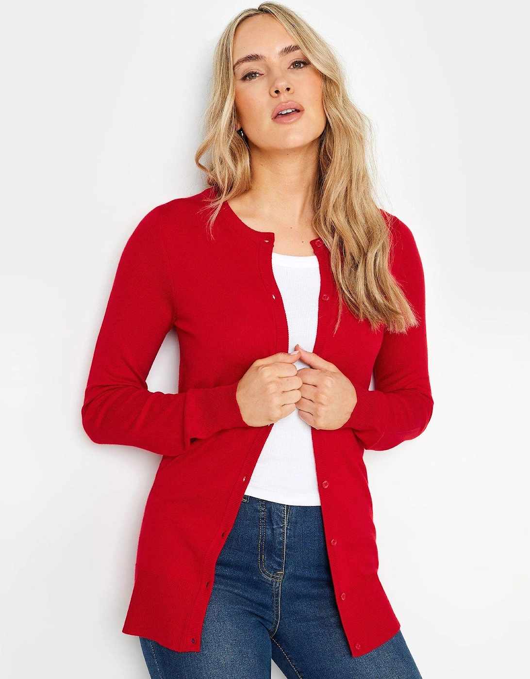 Crew Neck Cardigan - Red, 2 of 1