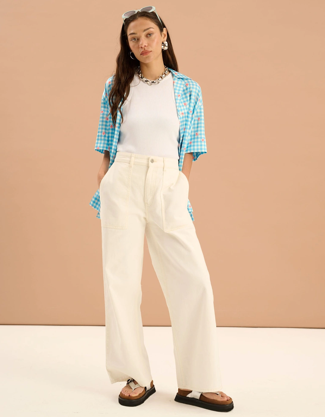 Oaklyn Floral Gingham Print Shirt, 7 of 6
