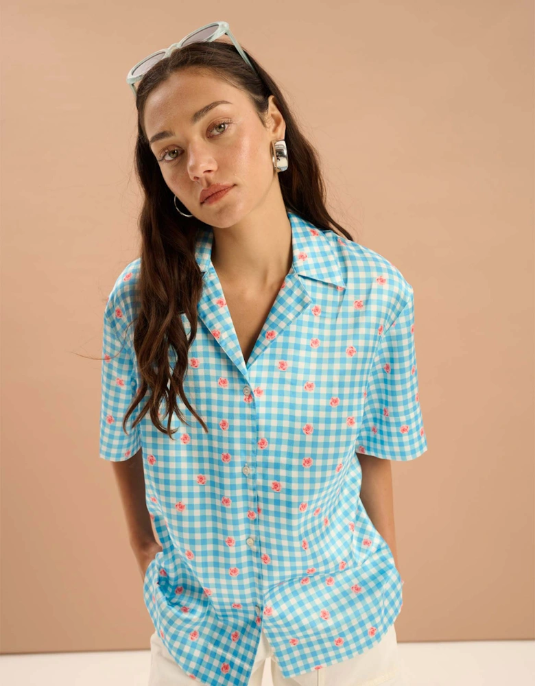 Oaklyn Floral Gingham Print Shirt