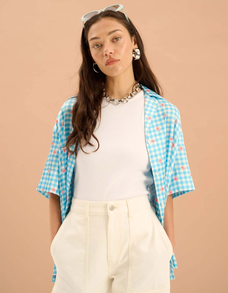 Oaklyn Floral Gingham Print Shirt