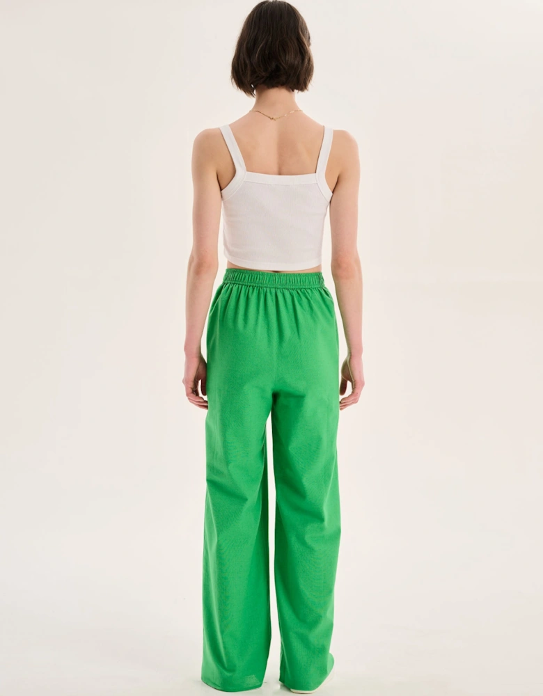 Ramela Elasticated Waist Linen Trouser in Green