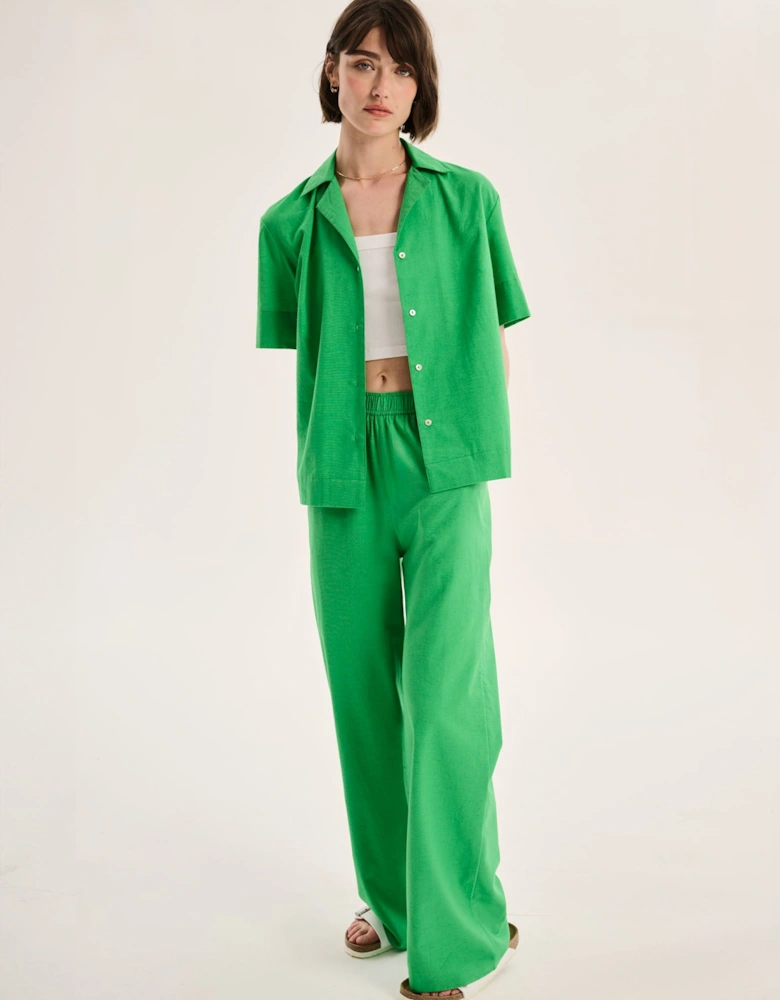 Ramela Elasticated Waist Linen Trouser in Green