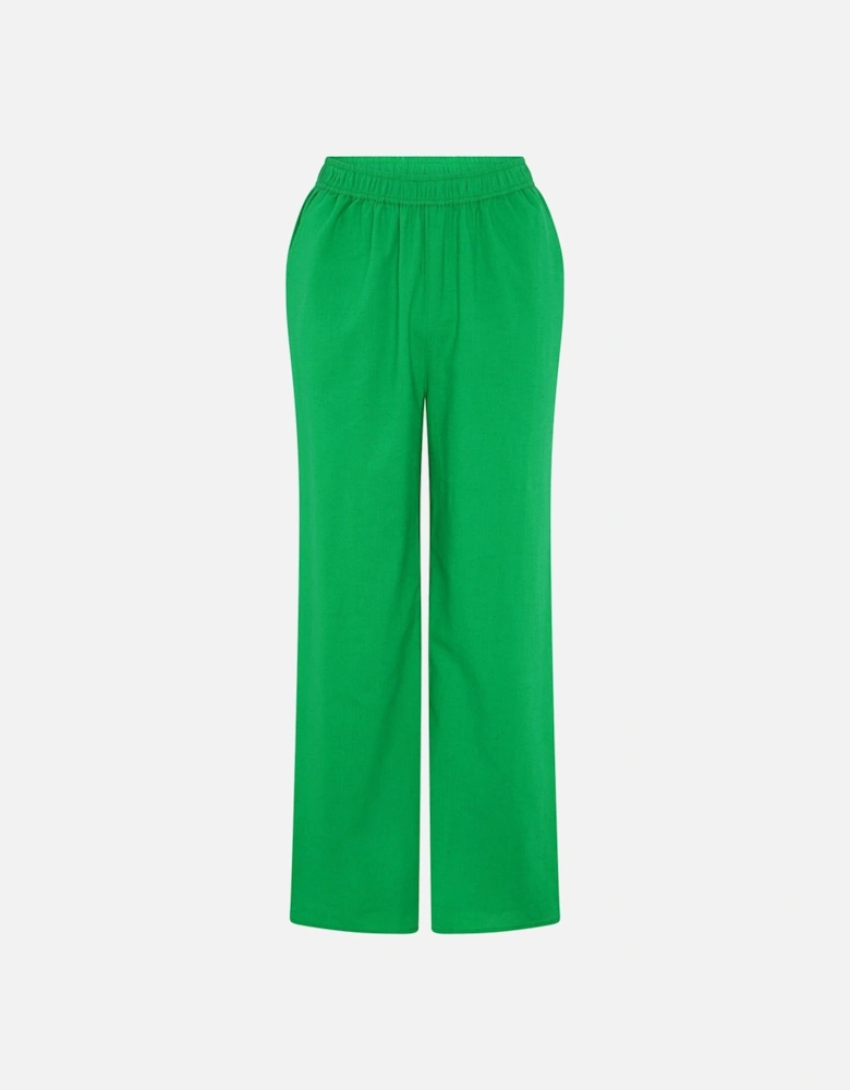 Ramela Elasticated Waist Linen Trouser in Green