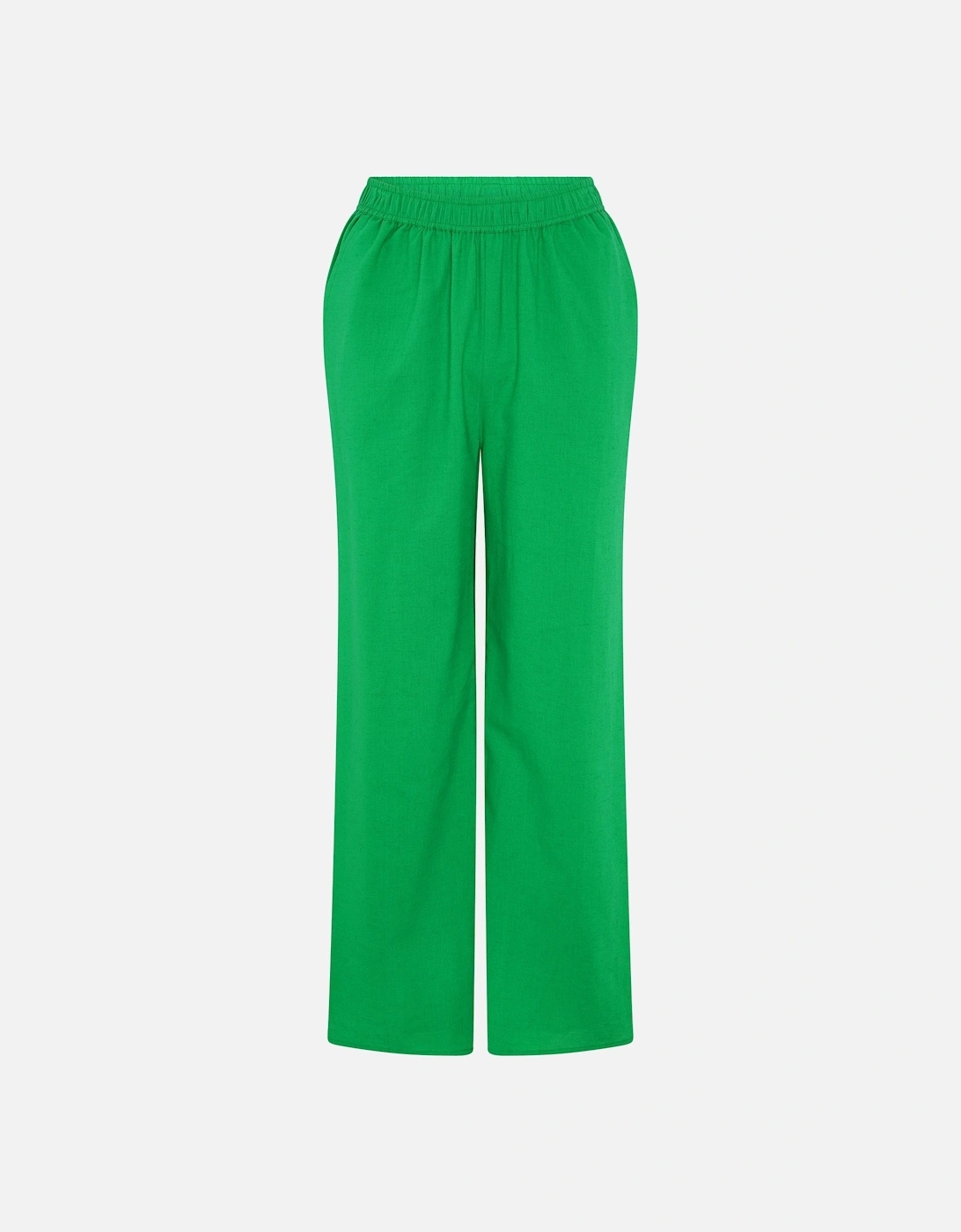 Ramela Elasticated Waist Linen Trouser in Green