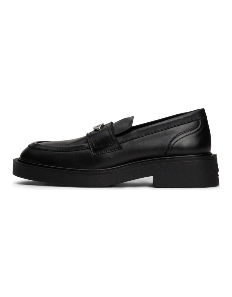 Flat Leather Loafer - Black