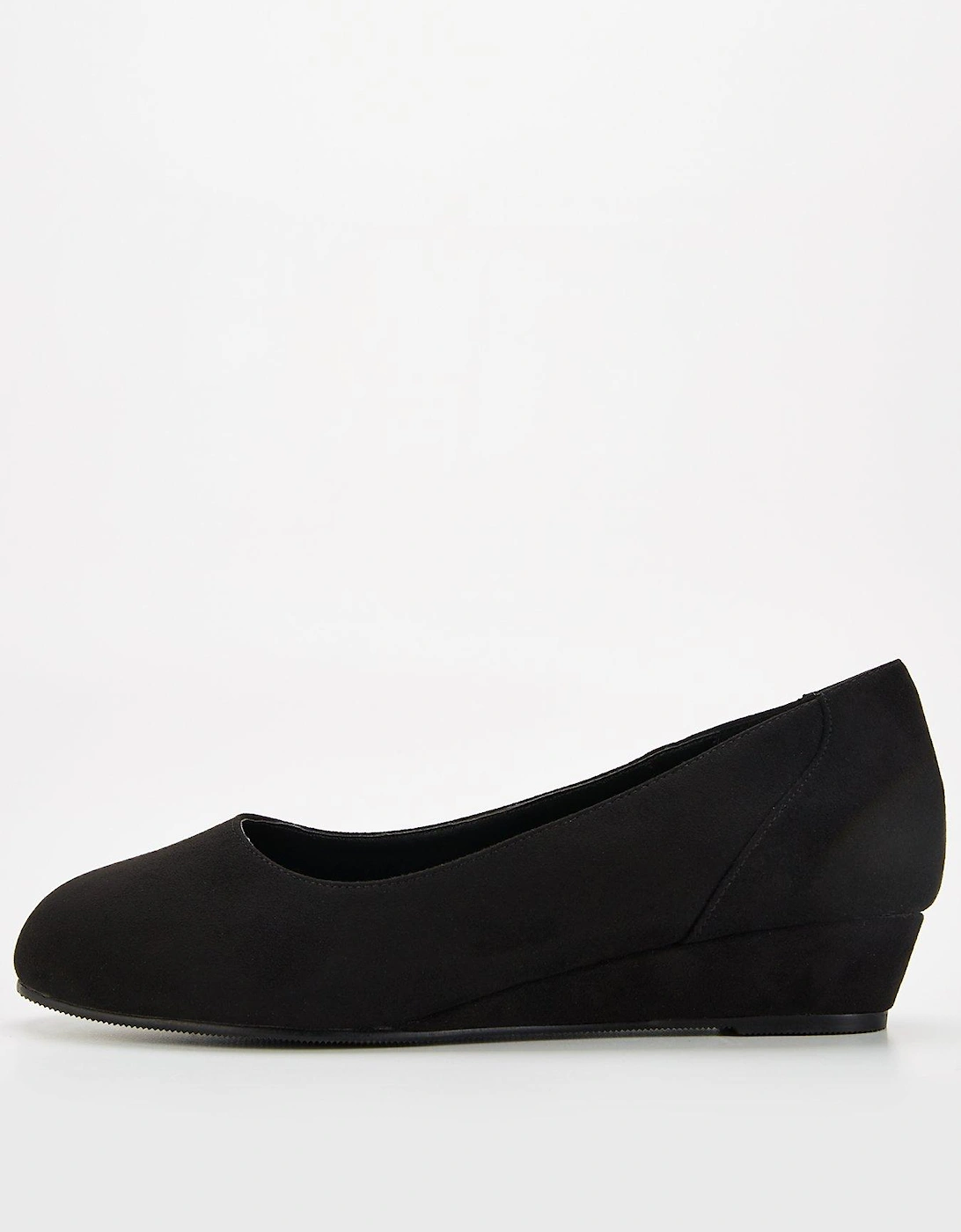 Wide Fit Comfort Wedge Court Shoe - Black, 8 of 7