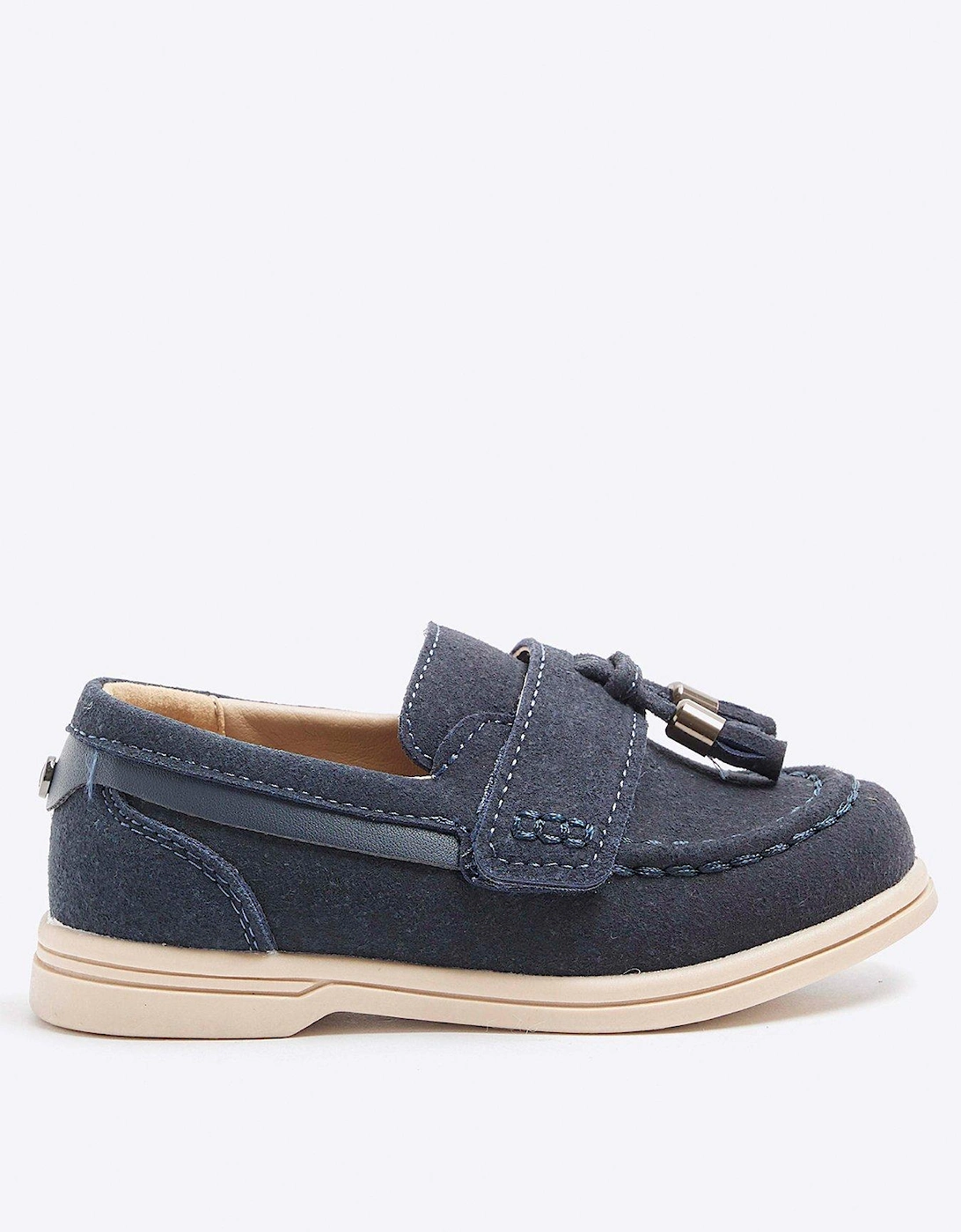 Mini Boys Suedette Tassel Loafers - Navy, 6 of 5