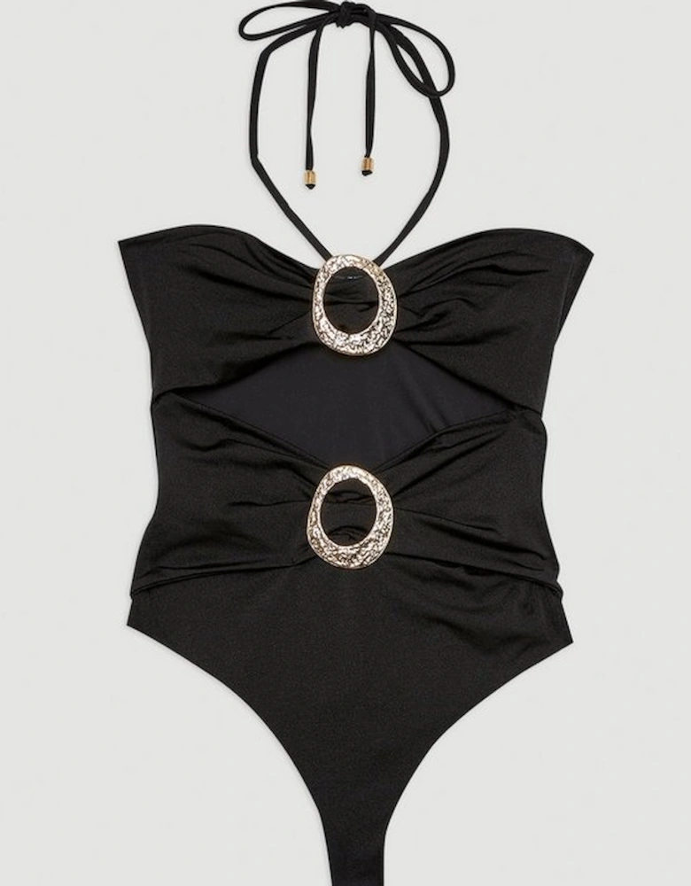 Slinky Trim Detail Cut Out Swimsuit