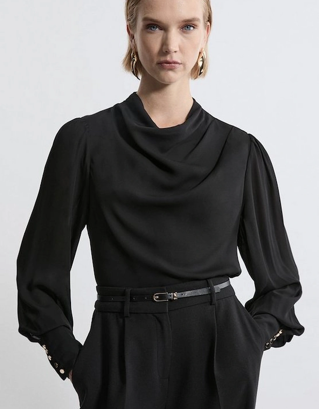 Pintuck Shoulder Detail Georgette Woven Blouse, 5 of 4