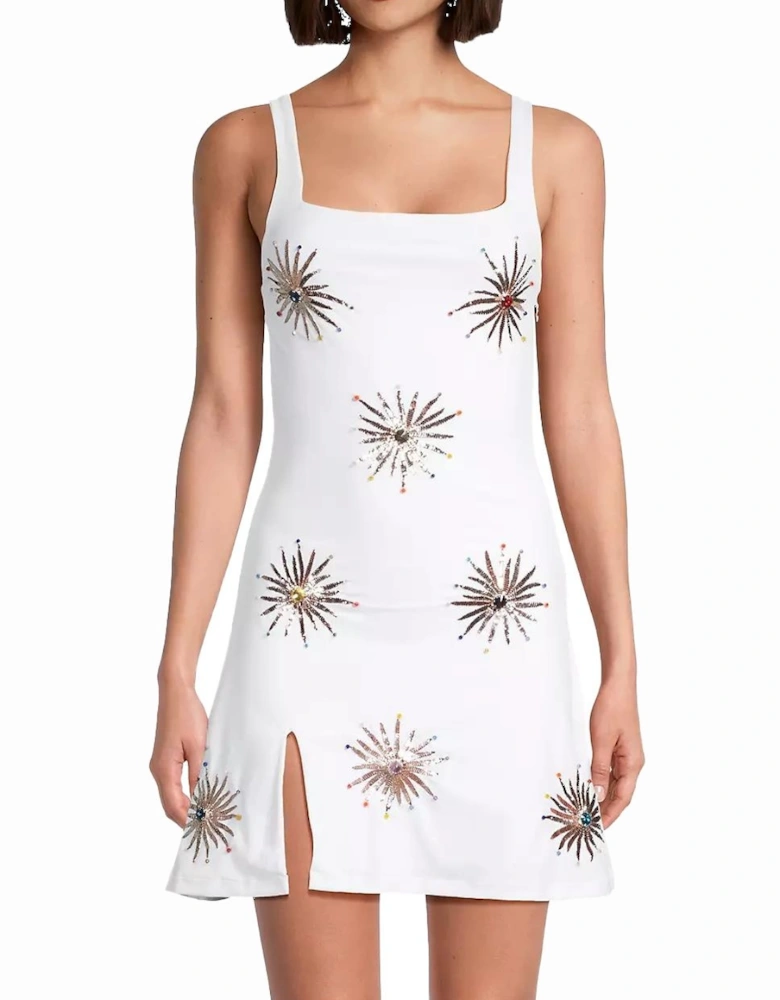 Callie Luxury Embellished Party Dress in White